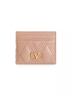 Valentino Garavani Картхолдер Quiltie 67 из нубуковой кожи с ромбовидной стежкой и четырьмя карманами для карт 10043840