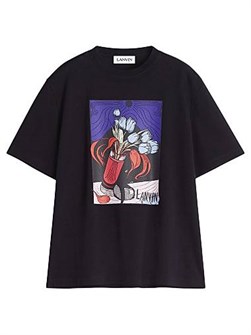 Футболка Lanvin с принтом вазы из 100% хлопка, прямого кроя и круглым вырезом 11015575