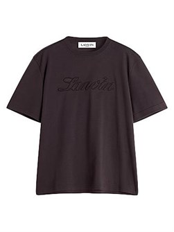 Футболка Lanvin из хлопка с тиснённым логотипом, прямой крой, круглый вырез, производство Португалия 11015668