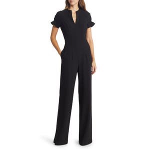 Комбинезон Patel Black Halo с рюшами на рукавах и разрезом, 62% полиамид, 32% вискоза 10044775