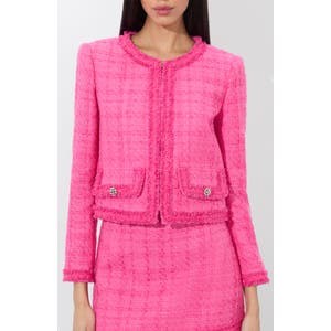 Жакет Alice + Olivia из твида в квадратном крое с перламутровыми пуговицами и застежкой на крючок 10045988