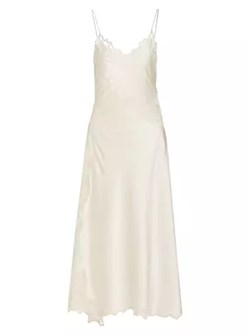 Ulla Johnson Шелковое платье-комбинация Luciene с цветочной вышивкой, 100% шёлк, V-образный вырез, завязки 10044405