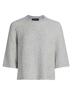 Металлизированный топ из твида от Fabiana Filippi с классическим круглым вырезом и рукавами до локтя 11034469