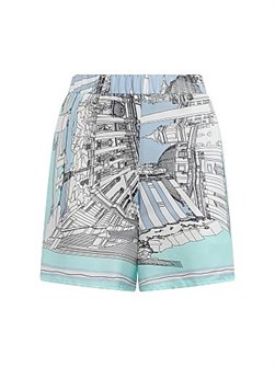 Callas Milano Шорты Juvia с римским принтом из блестящей шелковой твилловой ткани, с эластичным поясом, производство Италия 11036657