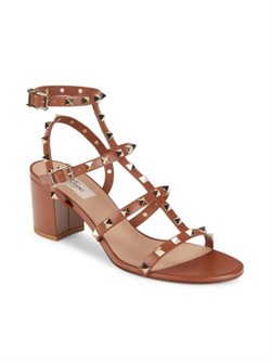 Кожаные сандалии Valentino Garavani Rockstud с блочным каблуком 65 мм и открытым мысом 11040122