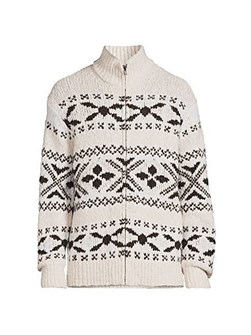 Пуловер от Vince из шерсти с узором Fair Isle, стойким воротником и передней молнией 11017251