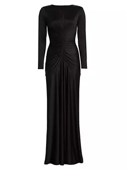 Элегантное вечернее платье Thea от Et Ochs с рюшами и длинными рукавами, 100% полиэстер 10045783