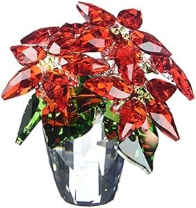 Swarovski Большая кристальная фигурка пуансеттии с яркими красными и зелеными элементами для праздничного украшения 11044146
