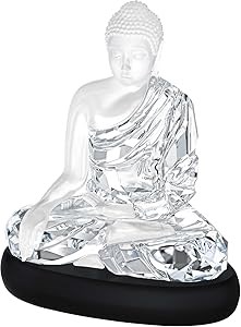 Swarovski Фигурка Будды из кристалла с матовым покрытием и граненым прозрачным кристаллом на основании из черного кристалла 11076549