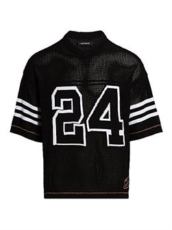 Футбольная футболка Knit 24 от Nahmias из льна и хлопка с V-образным вырезом и короткими рукавами 11025150