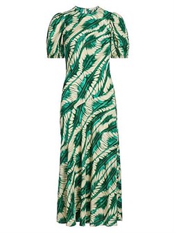 Ulla Johnson Шелковое платье Ines с короткими пышными рукавами и застежкой на пуговицах, 100% шелк 11036736