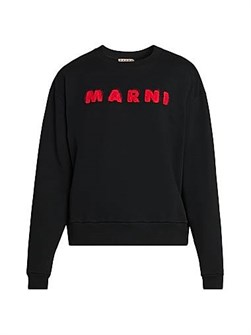 Лонгслив Marni из 100% хлопка с логотипом, отделкой из мохера и длинными рукавами 11031173