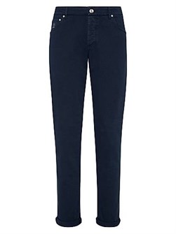 Удобные джинсы Slim Fit из легкого хлопкового денима от Brunello Cucinelli с застежкой на молнии и пуговицей 11034525