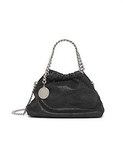 Stella McCartney Мини-сумка с затягивающимся шнурком из экозамши Shaggy Deer с двумя ручками и плечевым ремнем, полиэстер, сделана в Италии 11031107