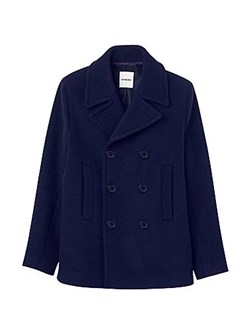 Прямое шерстяное пальто Sandro с классическим воротником, двойной застежкой и длинными рукавами из полиамида 11031816