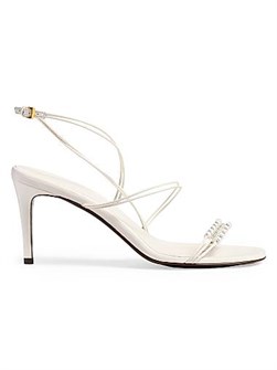 Изящные сандалии Loop на каблуке 75 мм от Khaite с декором из бусин и открытым носом 11031276