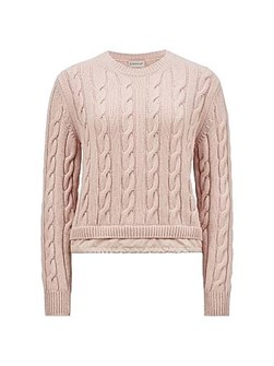 Шерстяной и кашемировый свитер Moncler с плетённым узором и круглым вырезом 11034539