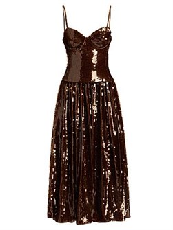 Миди-платье с пайетками и формованными чашками от PatBO - сердечный вырез, регулируемые бретели 11031448