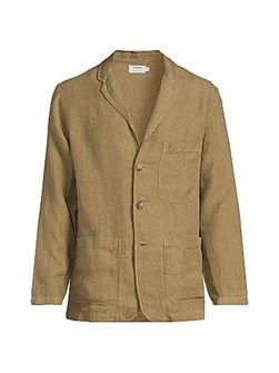 Льняной пиджак Corridor с тремя пуговицами из португальского льна, накладными карманами и длинными рукавами 11011974