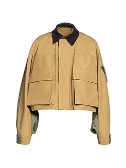 Куртка-блузон Sacai из габардина и нейлона с длинными рукавами на молнии, сделано в Японии 11034254