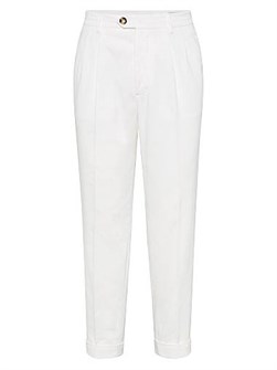 Удобные брюки из хлопкового вельвета с двойными складками от Brunello Cucinelli 11031909