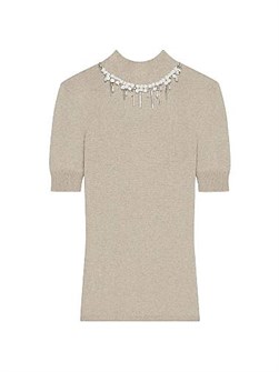 Свитер Givenchy из шерсти и кашемира с кристаллами и жемчугом, короткие рукава, изготовлен в Италии 11033020