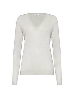 Легкий кашемирово-шелковый свитер с V-образным вырезом Brunello Cucinelli, Италия, 51% кашемир 11034600