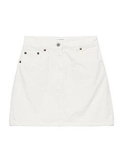 Мини-юбка Prada из денима с высокой талией и классическими карманами, 100% хлопок 11031193