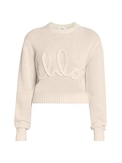 Chloe Летний лонгслив из смеси шерсти и шелка Chloe с уютным вырезом и стильным логотипом, Италия 11035025