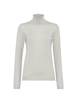 Пуловер светлого цвета с высоким воротником из кашемира и шелка от Brunello Cucinelli, 51% кашемира, сделано в Италии 11031840