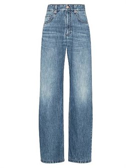 Современные свободные джинсы из легкого итальянского денима Brunello Cucinelli на кнопке с карманами 11034353