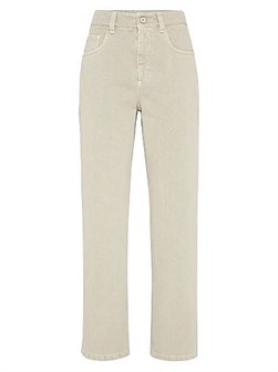 Джинсы свободного кроя из окрашенного денима с пятью карманами Brunello Cucinelli, 100% хлопок, Италия 11031442