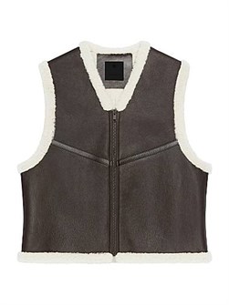 Жилет из овечьей шерсти Givenchy на молнии без рукавов с V-образным вырезом, кожаная спина 11034583