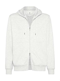 Двухслойное худи с капюшоном от Brunello Cucinelli из хлопка, кашемира и шелка с молнией и карманами 11031874