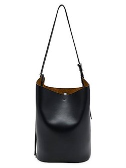 Proenza Schouler Сумка-ведро Brant из льна с кожаной окантовкой и регулируемым плечевым ремнем, размеры 24 см x 17 см x 37 см 11034414