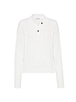 Мужская хлопковая рубашка-поло с изысканной вязкой от Brunello Cucinelli, 96% хлопок, Италия 11031851