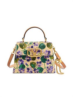 Valentino Garavani Малая сумка VSling из вышитого синтетического рафии с цветочным узором и регулируемым плечевым ремнем 11033005