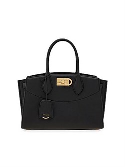 Ferragamo Кожаная сумка через плечо с двумя ручками и скользящим замком 11035428