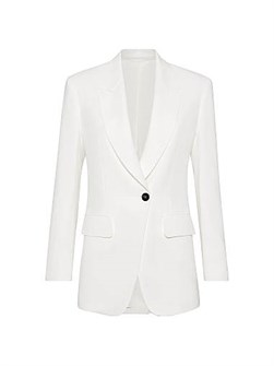 Блейзер от Brunello Cucinelli из вискозы и льна с отделкой монили и шелковой подкладкой 11034604