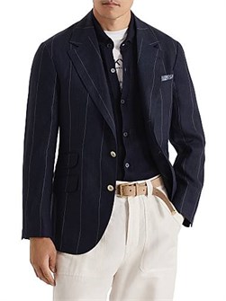 Brunello Cucinelli Льняной блейзер в широкую полоску Cavallo, 100% лен, Италия 11031832