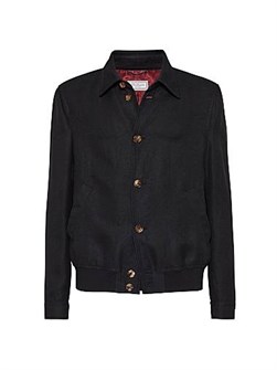 Жакет Brunello Cucinelli из льна, шерсти и шелка с пуговицами и множеством карманов 11031897