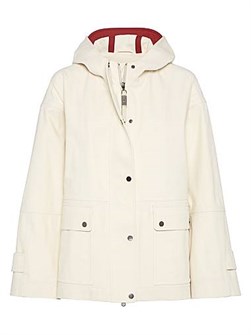 Водонепроницаемая хлопковая куртка с капюшоном и двойной застежкой Brunello Cucinelli 11035779