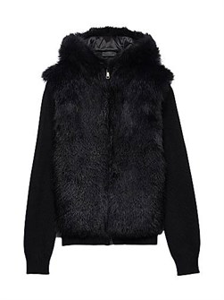 Кардиган Prada из кашемира и шерсти с капюшоном, современным дизайном и боковым карманом, 30% кашемира 11034592