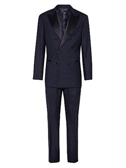 Классический смокинг с полурядным жакетом и брюками с двойными складками, Brunello Cucinelli 11035795