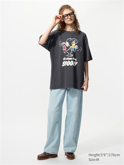 Uniqlo Оверсайз футболка PEANUTS UT с графическим принтом, 100% хлопок, посвященная 75-летию Пинаутс 11165812