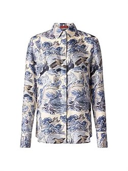 Altuzarra Лонгслив Chika из итальянского шелка с птичьим принтом, Milano 11027891