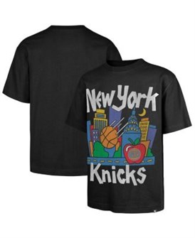 Черная хлопковая футболка с коротким рукавом для мужчин от ',47 Brand с логотипом New York Knicks 11239693