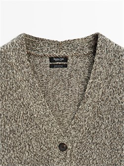 Вязаный мохеровый жилет Massimo Dutti с V-образным вырезом и пуговицами из 100% хлопка 11202046