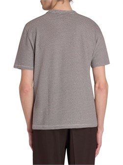 Officine Generale Футболка в полоску от Officine Generale из хлопка и льна, круглый вырез, 50% хлопок/50% лен 11225951