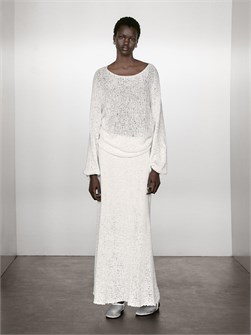 Светло-сиреневый свитер широкого кроя с пышными рукавами и завязками от Massimo Dutti, с лодочным вырезом. 11202032